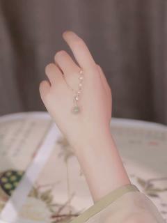 mck 925银和田玉珍珠项链女玉吊坠锁骨链送女友生日礼物
