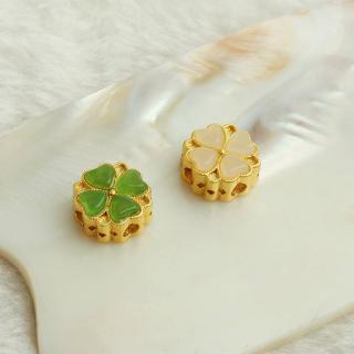 沙金包金保色仿和田玉四叶草十字通孔隔珠 diy手工饰品配件串散珠