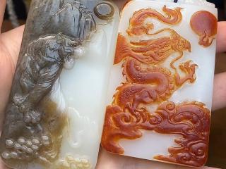 和田玉糖沁上山虎,红皮龙行天下,碧玉莲花菩萨#看得见的高品质 #好东