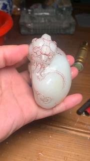 和田玉貔貅手把件,加工中