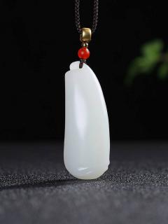 王朝安天然和田玉白玉竹节玉石挂件吊坠玉坠男女21.14g
