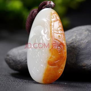 玉雕名家王清【一马当先】和田玉白玉黄皮挂件